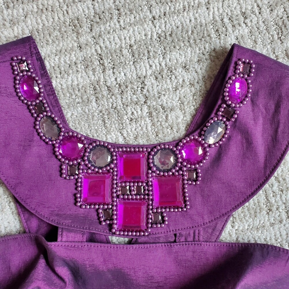 Adrianna Papell purple jeweled beaded neck special occasion dress size 8 women - Picture 4 of 11